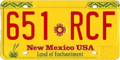 NM license plate 651RCF