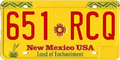 NM license plate 651RCQ
