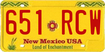 NM license plate 651RCW