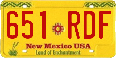NM license plate 651RDF