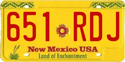 NM license plate 651RDJ