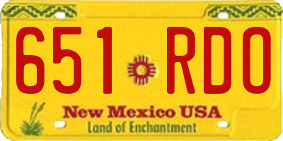 NM license plate 651RDO