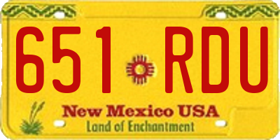 NM license plate 651RDU
