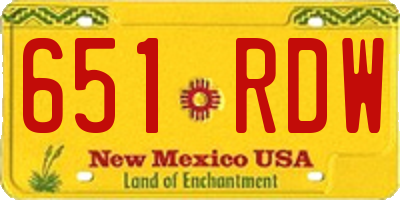 NM license plate 651RDW