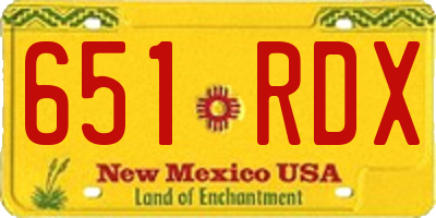 NM license plate 651RDX