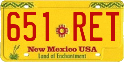 NM license plate 651RET