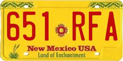 NM license plate 651RFA
