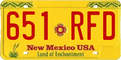 NM license plate 651RFD