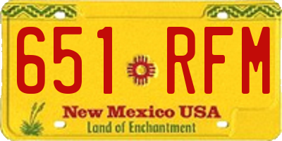 NM license plate 651RFM