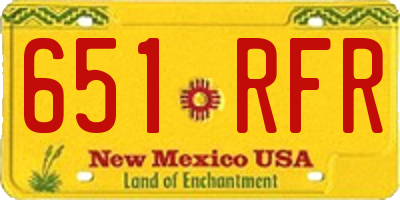 NM license plate 651RFR
