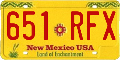 NM license plate 651RFX
