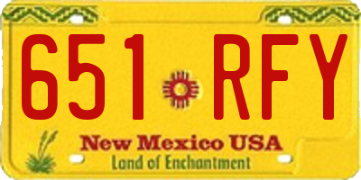 NM license plate 651RFY