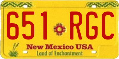 NM license plate 651RGC