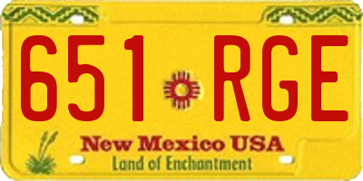 NM license plate 651RGE