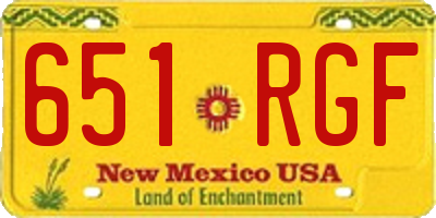 NM license plate 651RGF