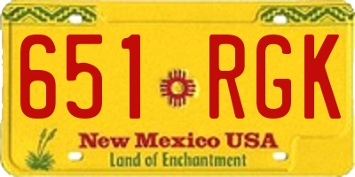 NM license plate 651RGK