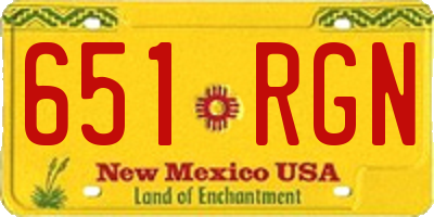 NM license plate 651RGN