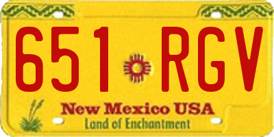 NM license plate 651RGV