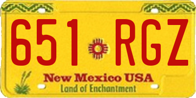 NM license plate 651RGZ