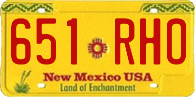 NM license plate 651RHO