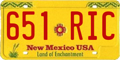 NM license plate 651RIC
