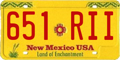 NM license plate 651RII