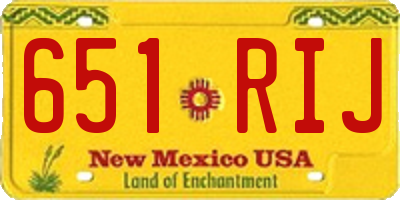 NM license plate 651RIJ