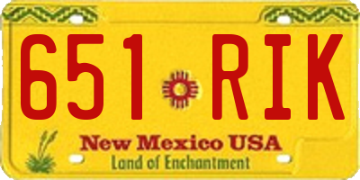 NM license plate 651RIK