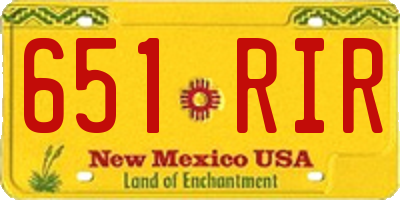 NM license plate 651RIR