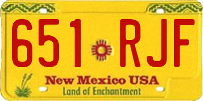 NM license plate 651RJF