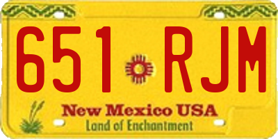 NM license plate 651RJM