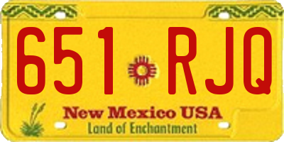 NM license plate 651RJQ