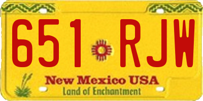 NM license plate 651RJW