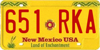 NM license plate 651RKA