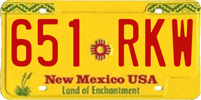 NM license plate 651RKW