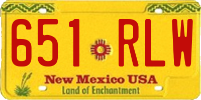 NM license plate 651RLW