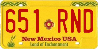 NM license plate 651RND