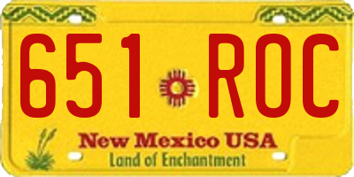 NM license plate 651ROC