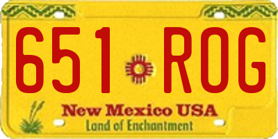 NM license plate 651ROG