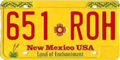 NM license plate 651ROH