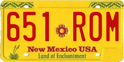 NM license plate 651ROM