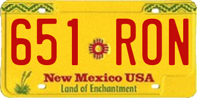 NM license plate 651RON
