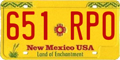 NM license plate 651RPO