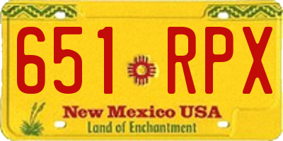 NM license plate 651RPX