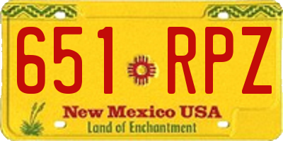 NM license plate 651RPZ