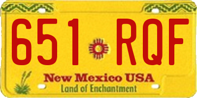NM license plate 651RQF