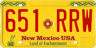 NM license plate 651RRW