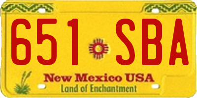 NM license plate 651SBA