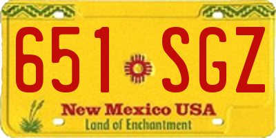 NM license plate 651SGZ