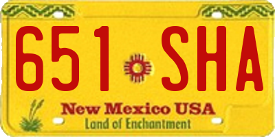 NM license plate 651SHA